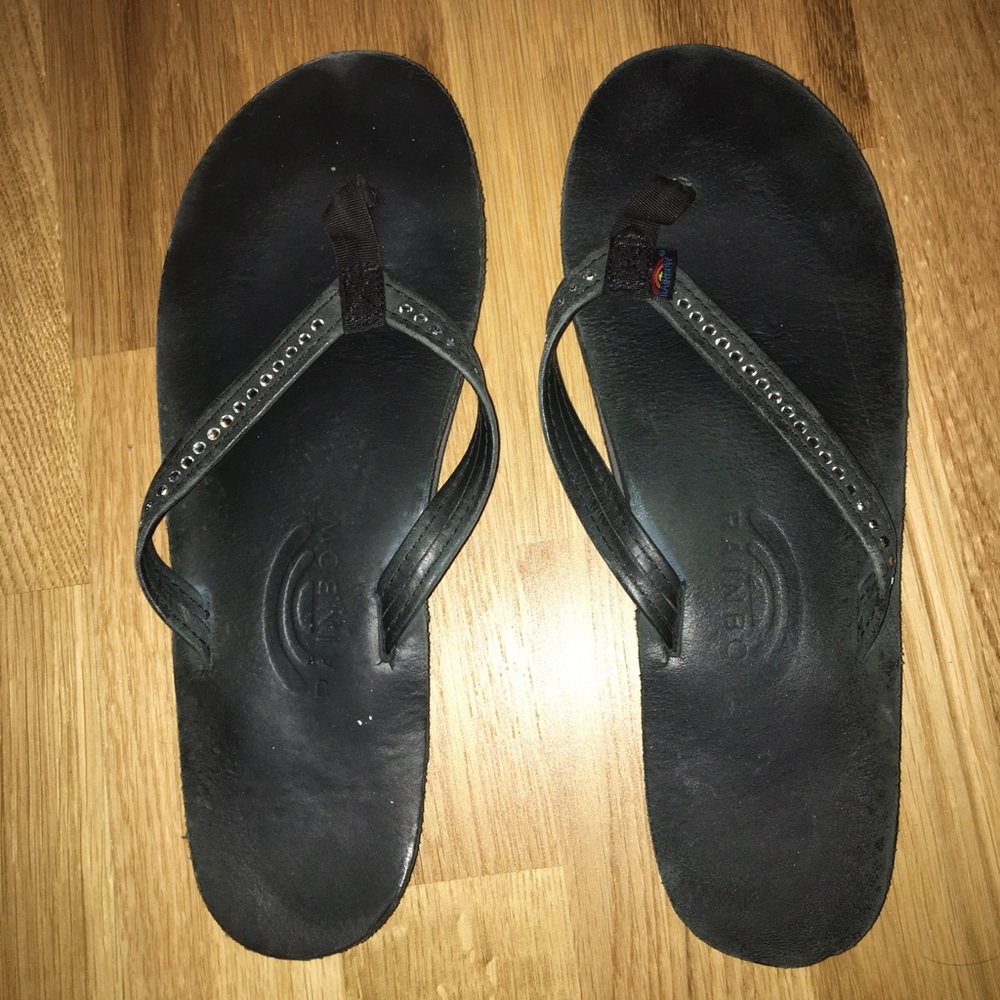 Rainbow black sandals with Swarovski crystals